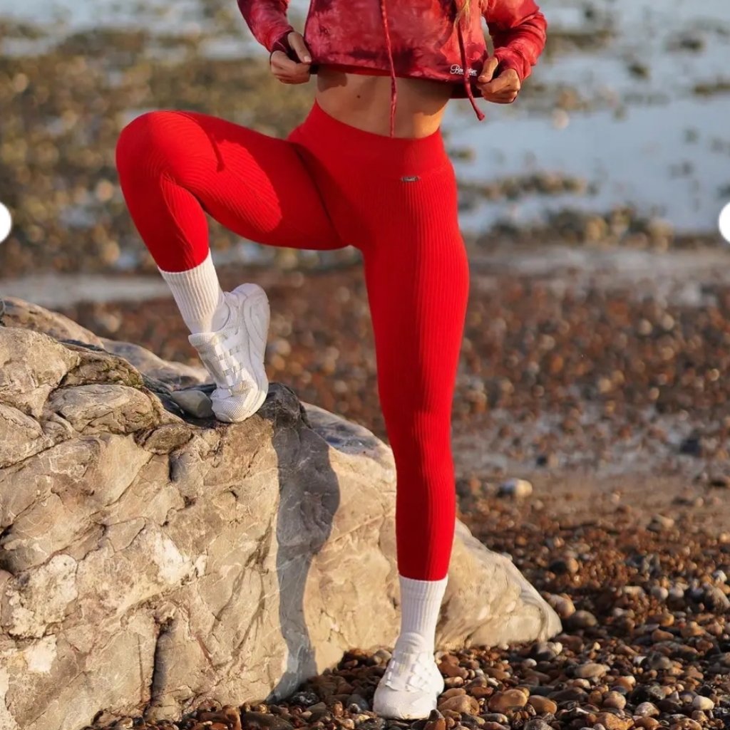 Bombshellsportswear Seamless Red Ribbed Legging